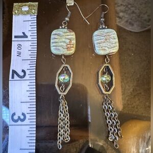 Elegant Gold and Green Dangle Earrings